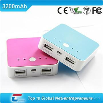 3200mah universal portable power bank with double USB outputs